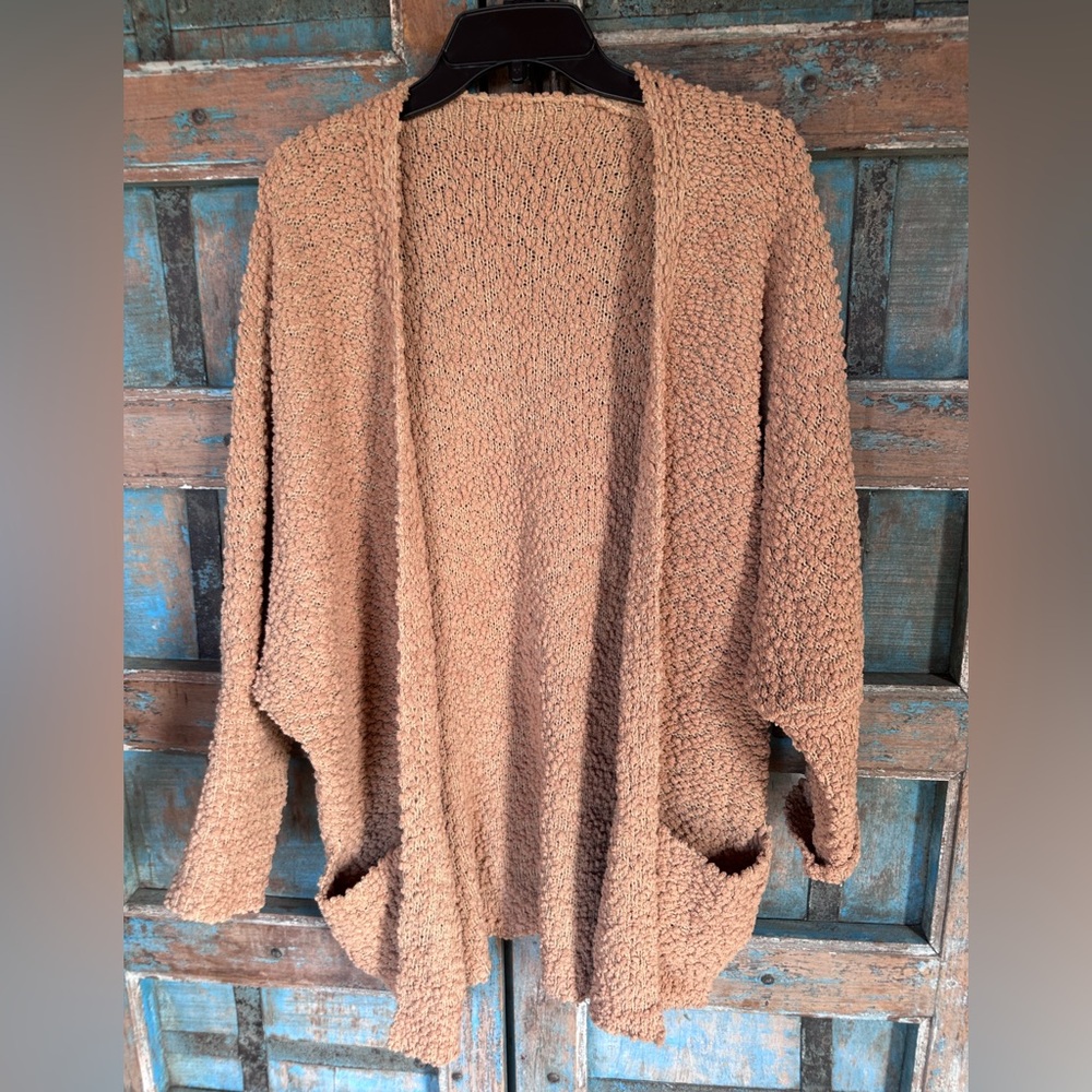 Open front, chunky, popcorn texture sweater